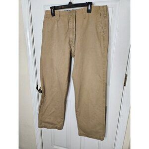 Y2K Plugg Baggy Wide Leg Beige Khakis Skate Pants Vintage 36x32